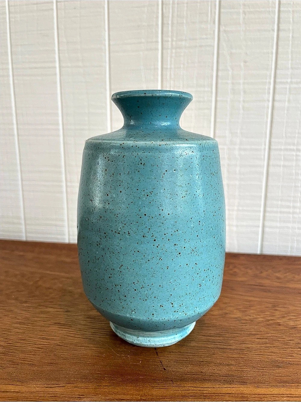 Vintage Blue Speckled Ceramic Vase